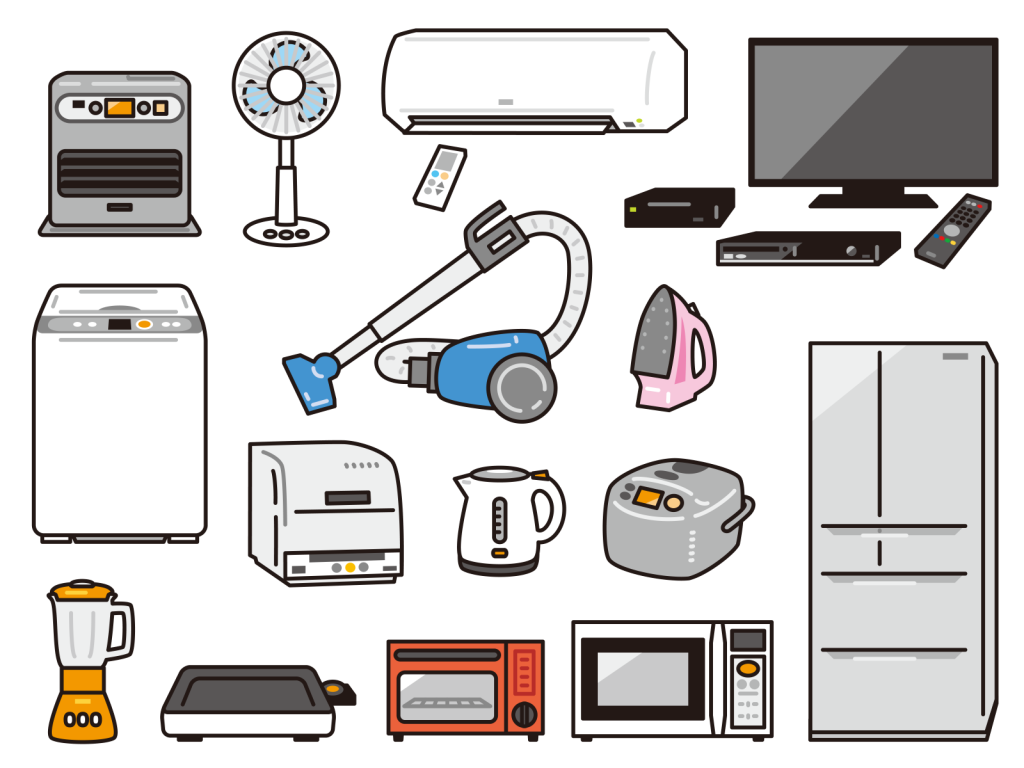 家電、冷蔵庫、電子レンジ、洗濯機
